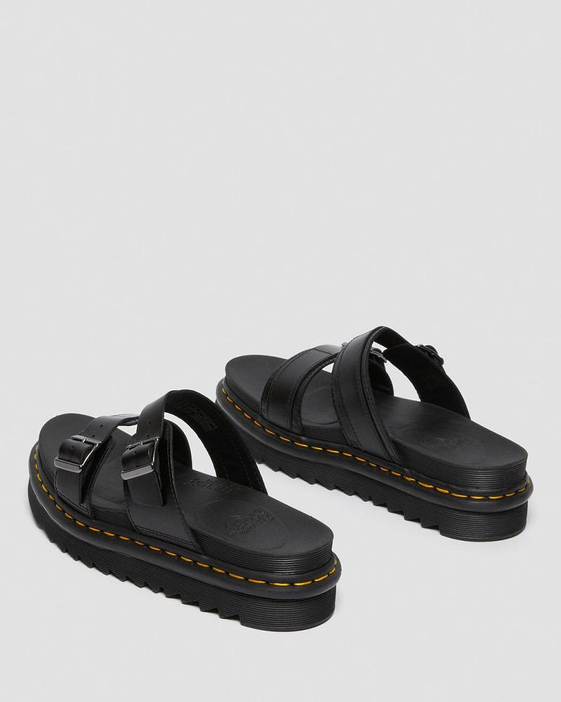 Dr Martens Myles Brando Leren Gesp Sandalen Heren Zwart | NL 173CTV